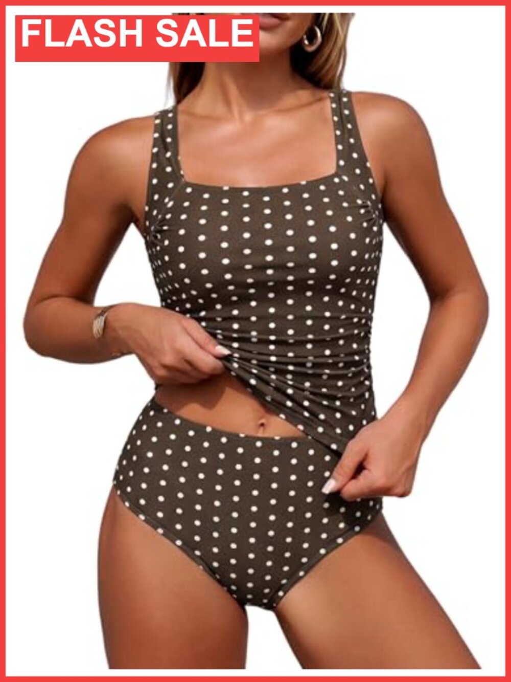 Women's High Waisted Tankini Swimsuit Tummy Control Two Piece